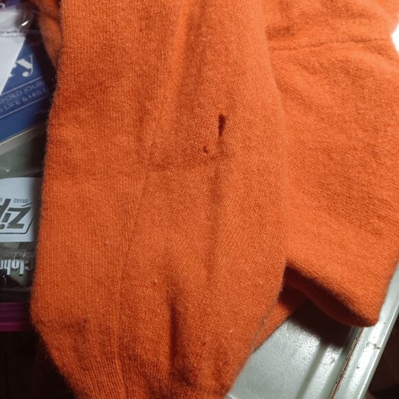 Vintage Women's Small Sweater Angora Lambs Wool Orange Cardigan 1950's Sock Hop - Picture 8 of 10